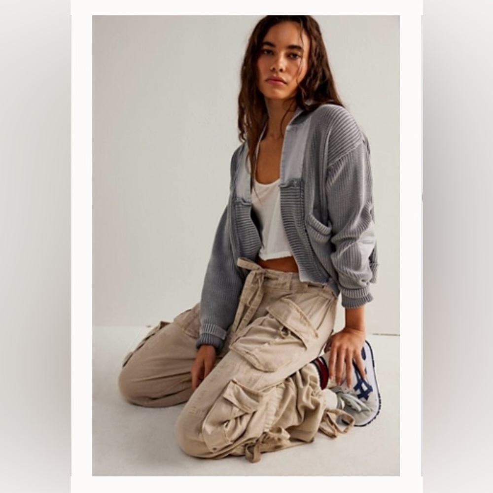 Free People worn thru surplus cardi color: Swiss coffee NWT